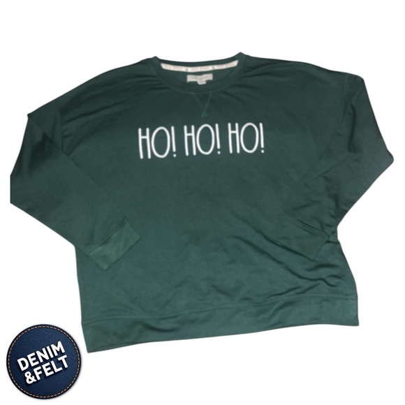 Rae Dunn Women’s "HO! HO! HO!" Green Christmas Sweatshirt/Pullover | NEW/NWT - Picture 2 of 7